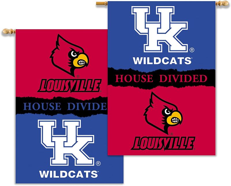 Photo 1 of BSI PRODUCTS, INC. - House Divided 2-Sided 28" x 40" Banner with Pole Sleeve - Kentucky and Louisville - UK and UofL Basketball Pride - High Durability for Indoor and Outdoor Use - Great Gift Idea,Kentucky-1,One Size,96832
