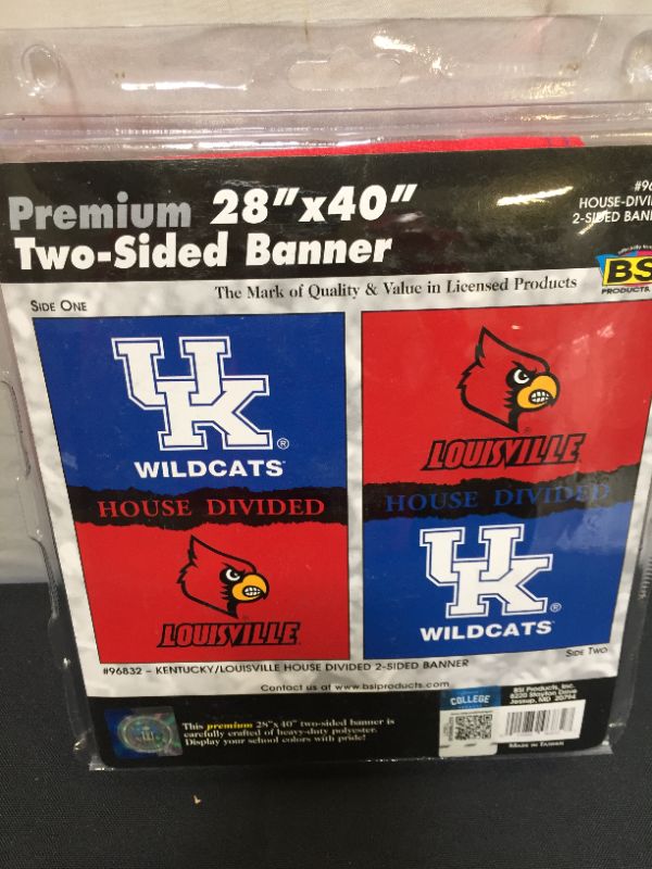 Photo 3 of BSI PRODUCTS, INC. - House Divided 2-Sided 28" x 40" Banner with Pole Sleeve - Kentucky and Louisville - UK and UofL Basketball Pride - High Durability for Indoor and Outdoor Use - Great Gift Idea,Kentucky-1,One Size,96832
