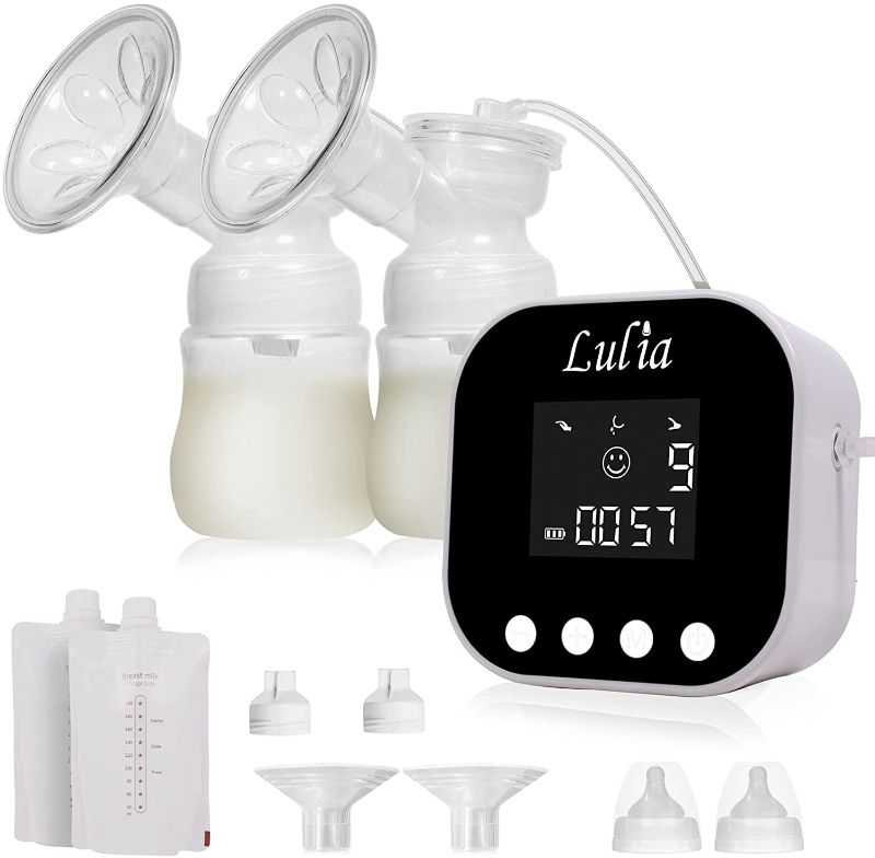 Photo 1 of Double Electric Breast Pump, Portable Pain Free Breast Feeding Milk Strong Suction Pump with 2 Size of Flanges,Quiet Rechargeable Pump for Travel and Home,3 Modes and 9 Levels Backflow Protector
