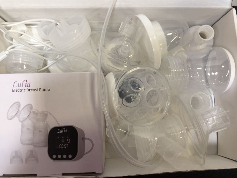 Photo 3 of Double Electric Breast Pump, Portable Pain Free Breast Feeding Milk Strong Suction Pump with 2 Size of Flanges,Quiet Rechargeable Pump for Travel and Home,3 Modes and 9 Levels Backflow Protector
