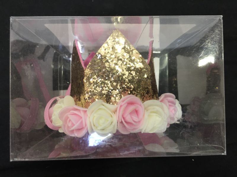 Photo 2 of Haomaomao Baby Crown Princess Gold Crowns Tiara Crystal Hat Girls First Birthday Gift Turning 1.
