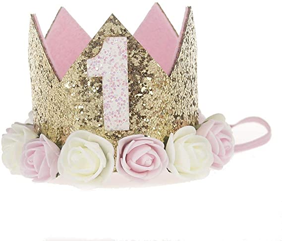 Photo 1 of Haomaomao Baby Crown Princess Gold Crowns Tiara Crystal Hat Girls First Birthday Gift Turning 1.
