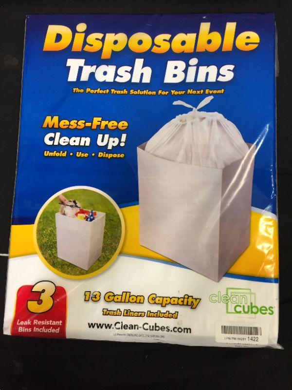 Photo 2 of Clean Cubes Trash Cans & Recycle Bins for Sanitary Garbage Disposal. Disposable Containers for Parties, Events, Recycling, and More. 3 Pack (White)
