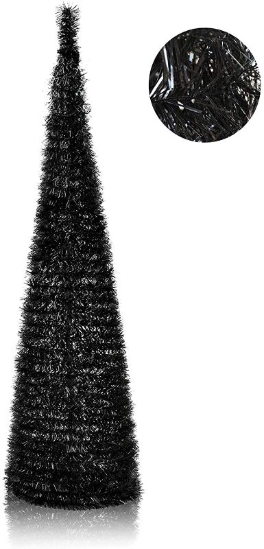 Photo 1 of 5' BLACK TOP CHRISTMAS HALLOWEEN TINSEL TREES