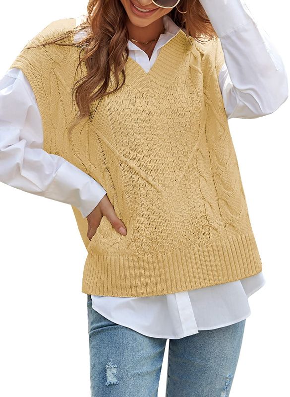 Photo 1 of Lookbook Store Women's V Neck Sweater Vest Sleeveless Knitwear Fall Pullover Top SIZE MEDIUM
