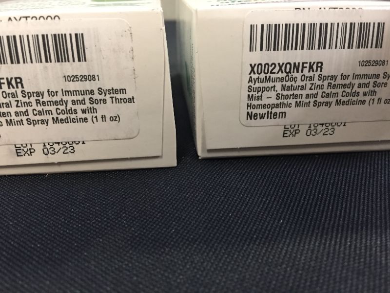 Photo 1 of AytuMune? Oral Spray for Immune System Support, Natural Zinc Remedy and Sore Throat Mist - Shorten and Calm Colds with Homeopathic Mint Spray Medicine (1 fl oz) 2 PACK Exp 03.2023