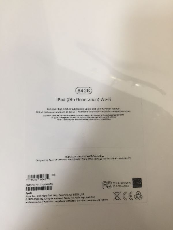 Photo 3 of 2021 Apple 10.2-inch iPad (Wi-Fi, 64GB) - Space Gray ---- FACTORY SEALED 
