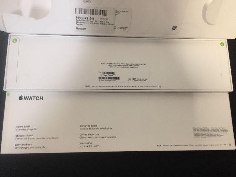 Photo 2 of Apple Watch Series 7 [GPS 41mm] Smart Watch w/Blue Aluminum Case with Abyss Blue Sport Band. Fitness Tracker, Blood Oxygen & ECG Apps, Always-On Retina Display, Water Resistant ---- FACTORY SEALED 
