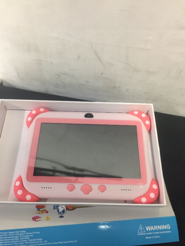 Photo 2 of Kids Tablet Android Toddler Tablet for Kids, 7 inch Kids Learning Tablet for Toddlers 32GB ROM with WiFi Bluetooth Dual Camera Educational Games, Parental Control Cute Kids Proof Case (Pink)
