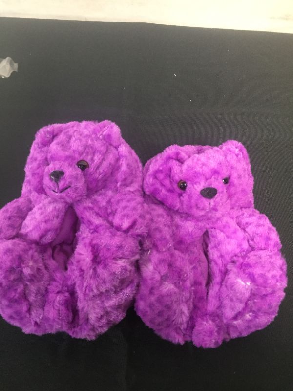 Photo 1 of KIDS PURPLE BEAR SLIPPERS -- SIZE SMALL 