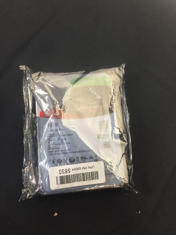 Photo 1 of Seagate IronWolf Pro 16TB NAS Internal Hard Drive HDD – CMR 3.5 Inch SATA 6GB/S 7200 RPM 256MB Cache for Raid Network Attached Storage, Data Recovery Rescue Service (ST16000NE000) --- WAS FACTORY SEALED OPENED FOR PHOTOS 
 