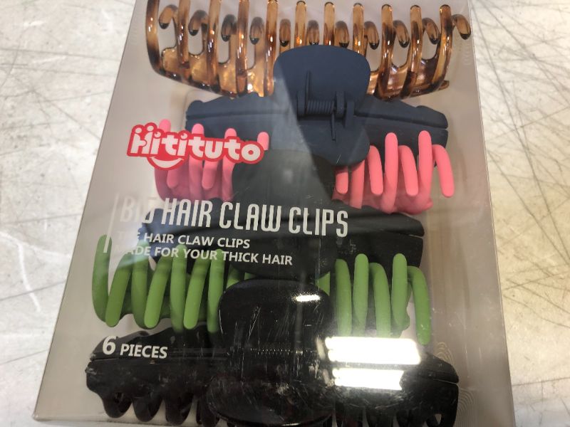 Photo 2 of Hitituto Big Hair Claw Clips 6 Packs - 4.33 and 5.2 Inch Matte and Nonslip for Thick and Thin Long Hair Large Banana and Jaw Clips Hair Holder for Women Ladies…