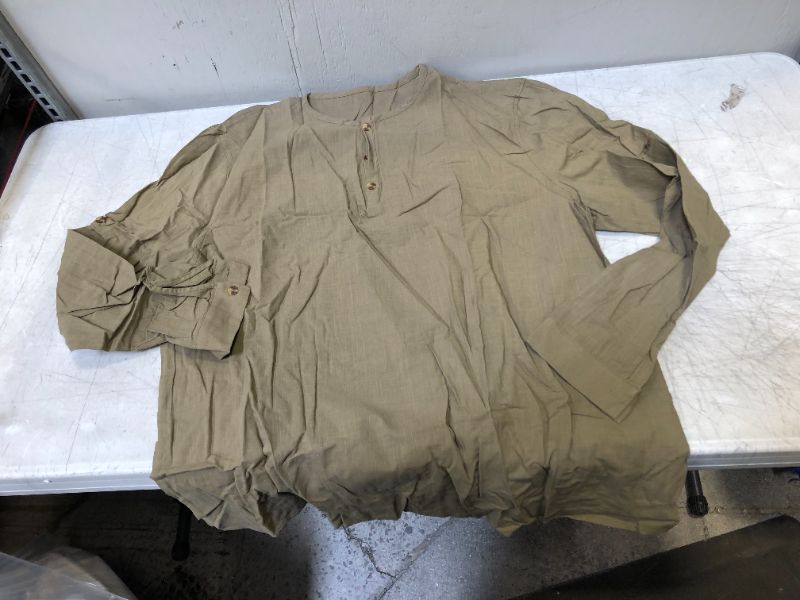 Photo 2 of Ebifin Mens Shirts Long Sleeve Henley Tops Cotton Button Down L