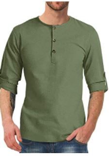 Photo 1 of Ebifin Mens Shirts Long Sleeve Henley Tops Cotton Button Down L