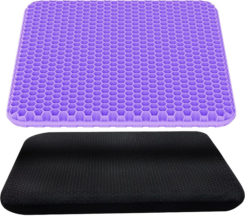 Photo 1 of Gel Seat Cushion, Double Thick Egg Gel Car Seat Cushion with Non-Slip Cover, Breathable Honeycomb Seat Cushion for Office Chair, Cooling Seat Cushion for Back Pain
