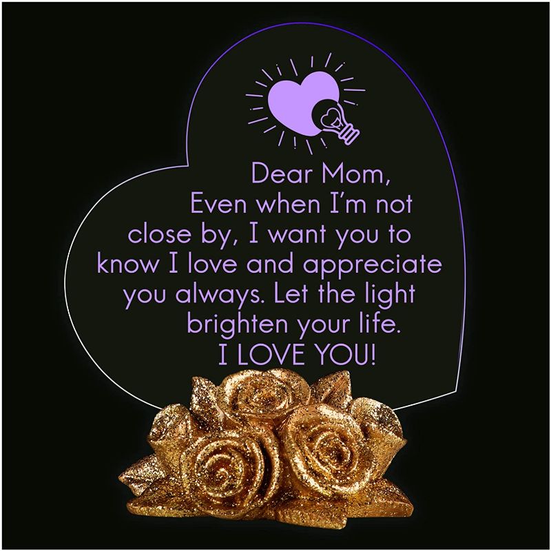 Photo 1 of Giftgarden Sentimental Gift for Mom Mother's Day, 7 Color LED Cake Topper Heart Stuff with Shiny Gold Roses, Cute Moms Present from Daughter Son, Birthday, Christmas, Valentines Day
