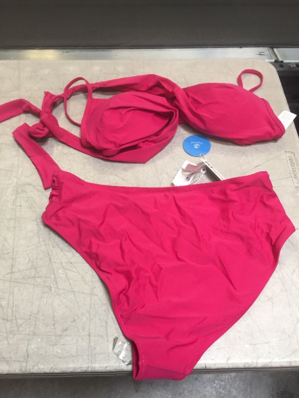 Photo 2 of CUPSHE Annie Fuchsia Wrap Ruched Back Hook Bikini---LARGE---

