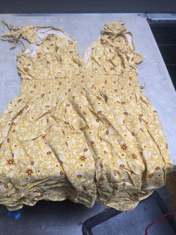 Photo 2 of CUPSHE Scarlet Yellow Ditsy Smocked Waist Dress---LARGE---
