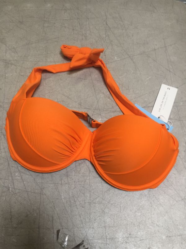 Photo 2 of CUPSHE Orange Halter Wide Straps Bikini Top---MEDIUM---
