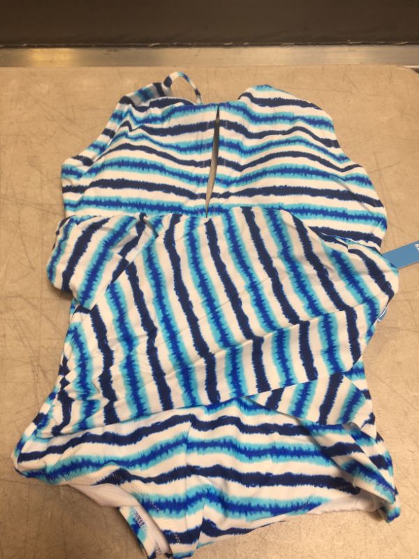 Photo 2 of CUPSHE Blue Watercolor Stripe One Piece Swimsuit---MEDIUM---
