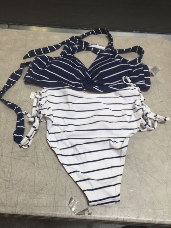 Photo 2 of CUPSHE Stripe Twist Bikini With Lace Up Design---LARGE---
