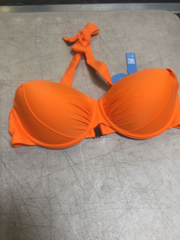 Photo 2 of CUPSHE Orange Halter Wide Straps Bikini Top---LARGE---
