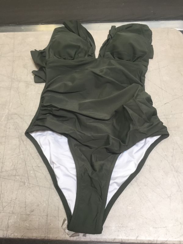 Photo 2 of CUPSHE Moss Green Ruffle One Piece Swimsuit---MEDIUM---

