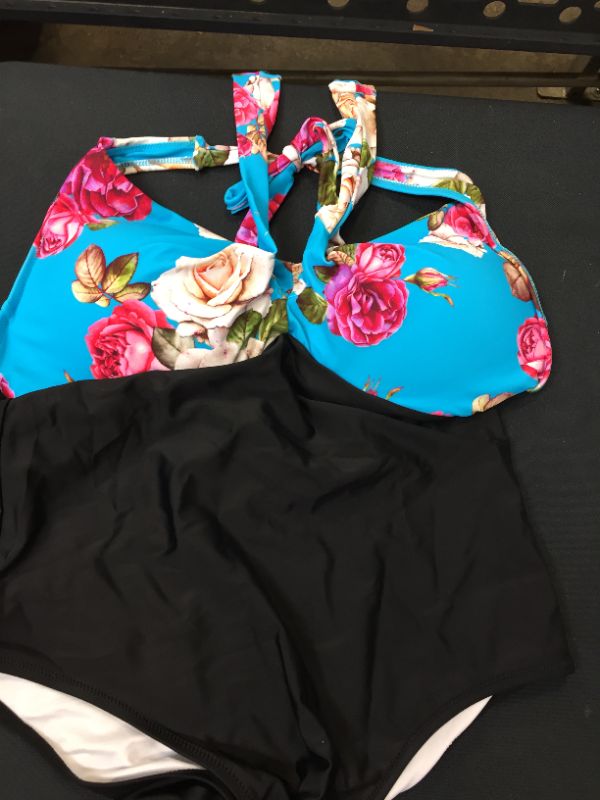 Photo 3 of CUPSHE Floral And Black Halter One Piece Swimsuit---XL---
