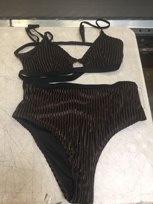 Photo 2 of CUPSHE Dark Brown Smocked Bikini---LARGE---
