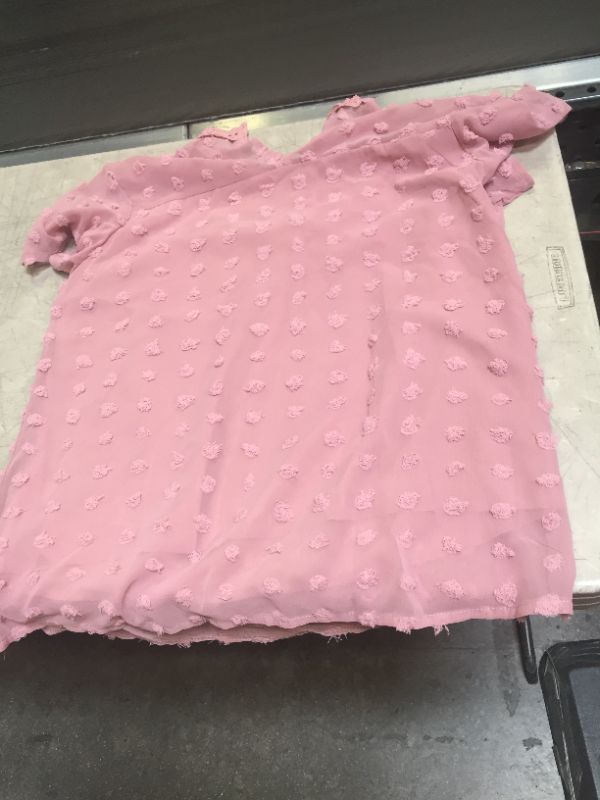 Photo 1 of Dresswel Women Plain Swiss Dots Jacquard Crochet Cutout Flutter Sleeve Blouse Tops---MEDIUM---
