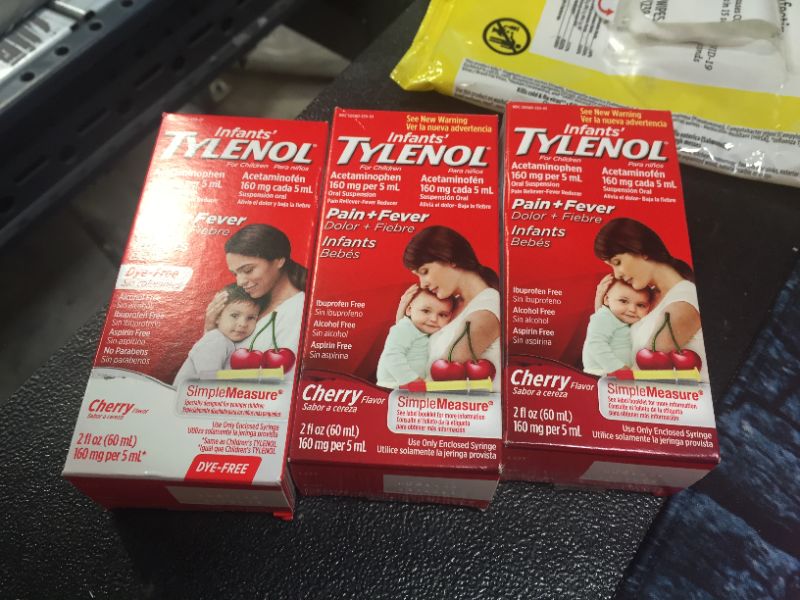 Photo 2 of 3x Infants' Tylenol Acetaminophen Liquid Medicine, Cherry, 2 fl. oz
Best Before: March 2022