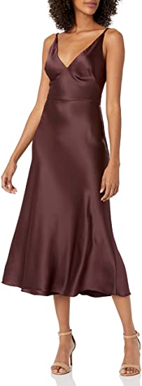 Photo 1 of Jenny Yoo Women's Marcy V Neck Satinbias Cut Midi Dress
Size: 10