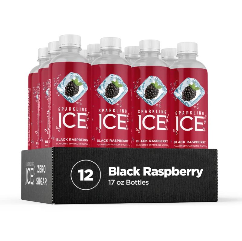 Photo 1 of 2x Sparkling ICE, Black Raspberry Sparkling Water, Zero Sugar Flavored Water, with Vitamins and Antioxidants, Low Calorie Beverage, 17 fl oz Bottles (Pack of 12)
Best By: March 16, 2022