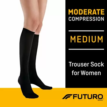 Photo 1 of FUTURO Women's Trouser Socks, Medium, Moderate Compression, Black