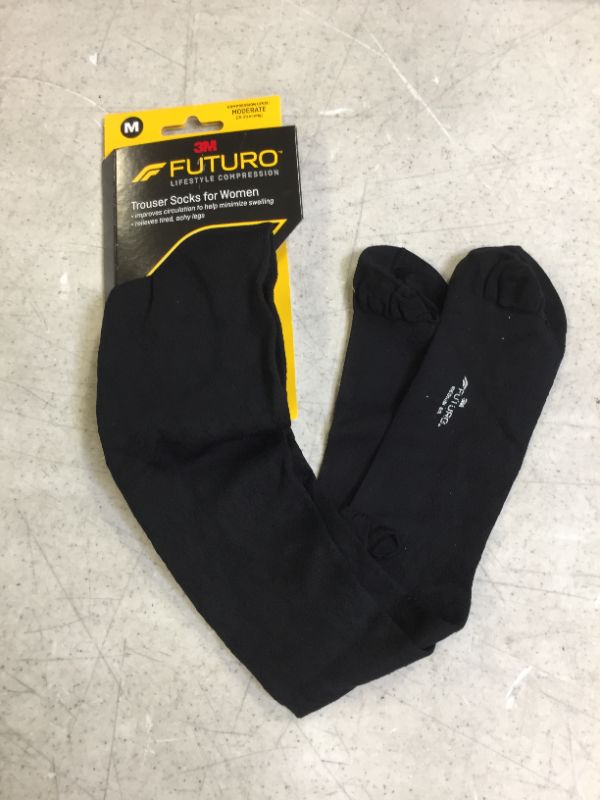 Photo 2 of FUTURO Women's Trouser Socks, Medium, Moderate Compression, Black