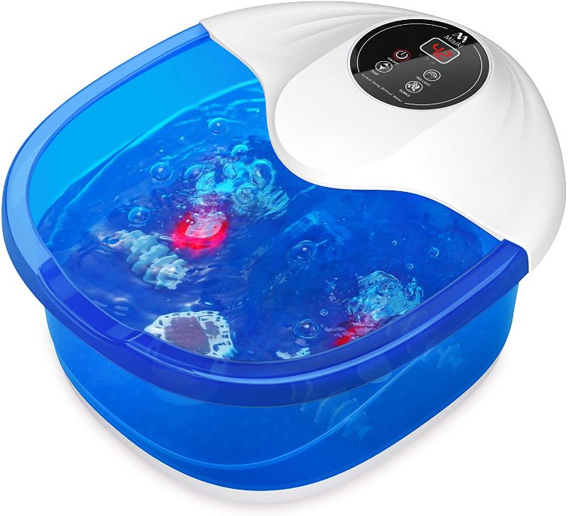 Photo 1 of Foot Bath Misiki Foot Spa Massager with Heat, Bubbles Vibration and Temperature Control, Pedicure Foot Spa Tub with 4 Massage Rollers for Acupressure Shiatsu Massage to Relax Feet Muscle
