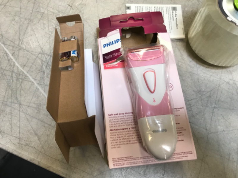Photo 2 of Philips Beauty SatinShave Essential Women's Wet & Dry Electric Shaver For Legs, Cordless, Pink and White, HP6306/50
