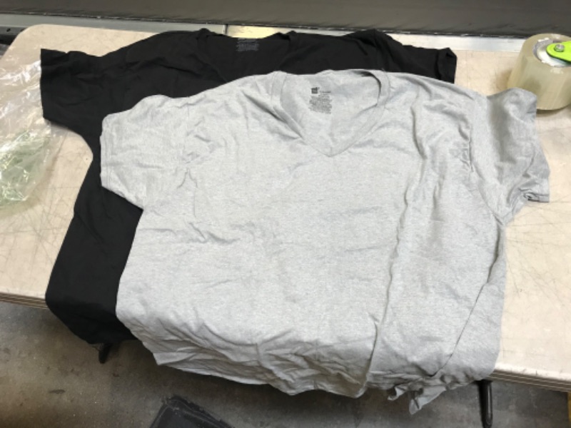 Photo 1 of Hanes ComfortSoft Men's V-Neck T-Shirt -- 2 Pack, Black/Grey