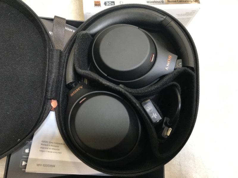 Photo 3 of Sony WH-1000XM4 Wireless Industry Leading Noise Canceling Overhead Headphones with Mic for Phone-Call and Alexa Voice Control, Black -- Damaged