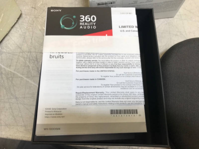 Photo 8 of Sony WH-1000XM4 Wireless Industry Leading Noise Canceling Overhead Headphones with Mic for Phone-Call and Alexa Voice Control, Black -- Damaged