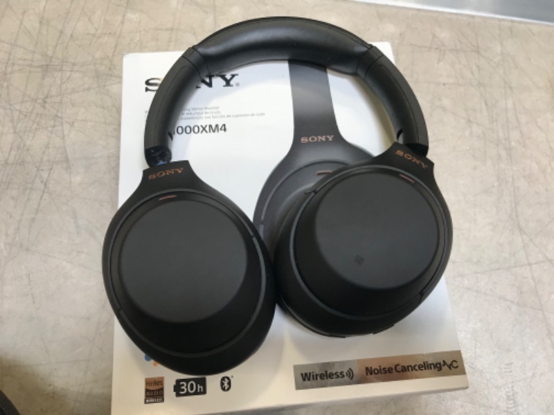 Photo 2 of Sony WH-1000XM4 Wireless Industry Leading Noise Canceling Overhead Headphones with Mic for Phone-Call and Alexa Voice Control, Black -- Damaged