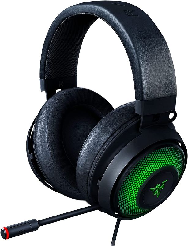 Photo 1 of Razer Kraken Ultimate RGB USB Gaming Headset: THX 7.1 Spatial Surround Sound - Chroma RGB Lighting - Retractable Active Noise Cancelling Mic - Aluminum & Steel Frame - for PC - Classic Black
