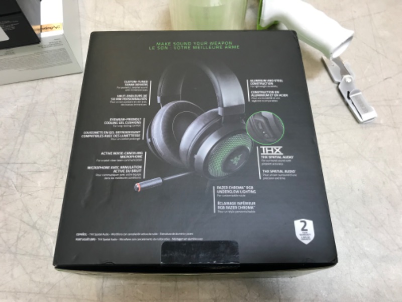 Photo 4 of Razer Kraken Ultimate RGB USB Gaming Headset: THX 7.1 Spatial Surround Sound - Chroma RGB Lighting - Retractable Active Noise Cancelling Mic - Aluminum & Steel Frame - for PC - Classic Black
