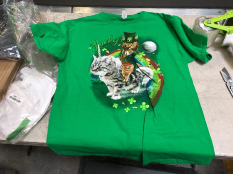 Photo 2 of Lucky Tee Shirt St. Patrick's Day Cat Shirt (L)