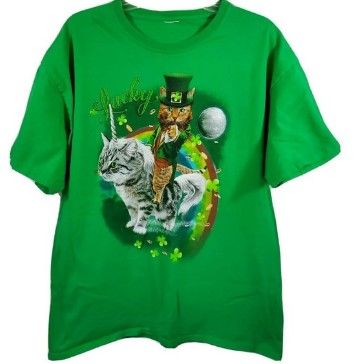 Photo 1 of Lucky Tee Shirt St. Patrick's Day Cat Shirt (L)