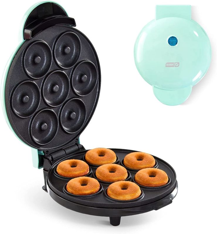 Photo 1 of Dash Mini Donut Maker Machine for Kid-Friendly Breakfast, Snacks, Desserts & More with Non-stick Surface, Makes 7 Doughnuts - Aqua
