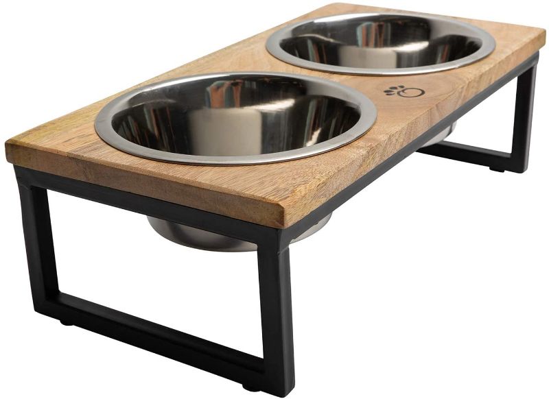 Photo 1 of  Feeder with Metal Stand, 2 Stainless Steel Bowls for Food or Water Included, Perfect for Dogs, Cats and Pets of Any Size, Great for Home or Office----(STOCK PHOTO JUST FOR REFRENCE)