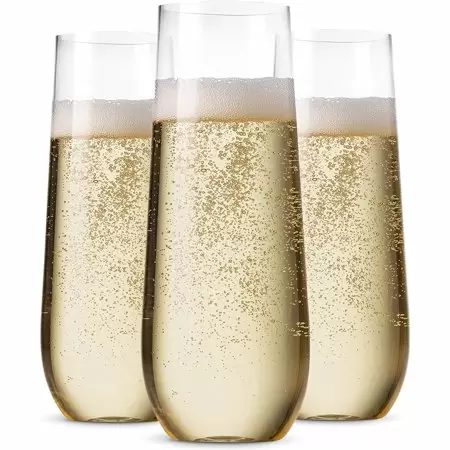 Photo 1 of 36 Pack Stemless Plastic Champagne Flutes Disposable 9 Oz Clear Plastic Toasting
