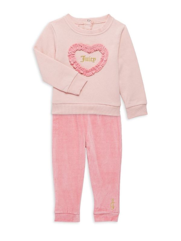 Photo 1 of Juicy Couture Baby Girl's 2-Piece Logo Sweatshirt & Joggers Set - Pink - Size 18 Months
