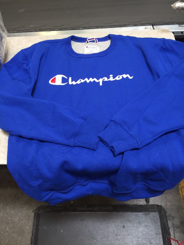 Photo 2 of Champion Men's Powerblend Fleece Crew, Script Logo XL